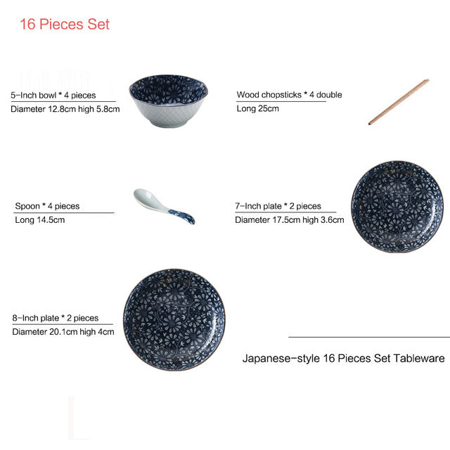 Creative Under-Glaze Color Ceramic Home Dishes Tableware Set