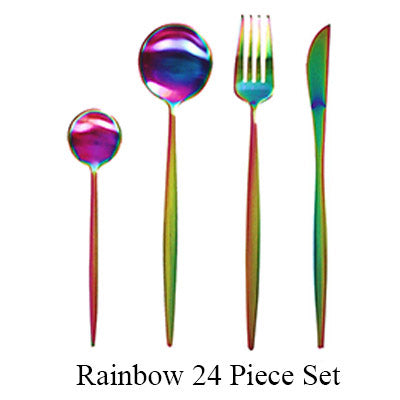 24Pcs/set Stainless Steel Dinnerware Set