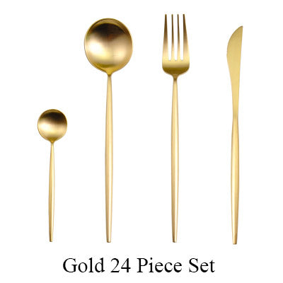 24Pcs/set Stainless Steel Dinnerware Set
