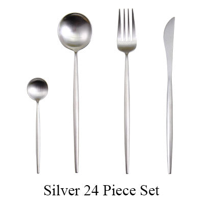 24Pcs/set Stainless Steel Dinnerware Set