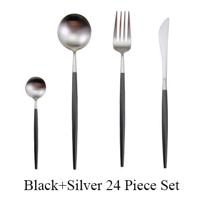 24Pcs/set Stainless Steel Dinnerware Set