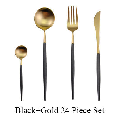 24Pcs/set Stainless Steel Dinnerware Set