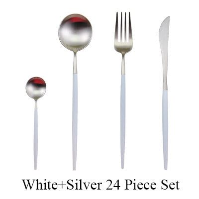 24Pcs/set Stainless Steel Dinnerware Set