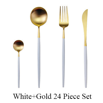 24Pcs/set Stainless Steel Dinnerware Set