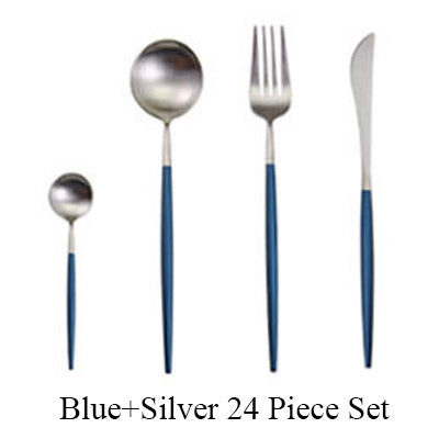 24Pcs/set Stainless Steel Dinnerware Set