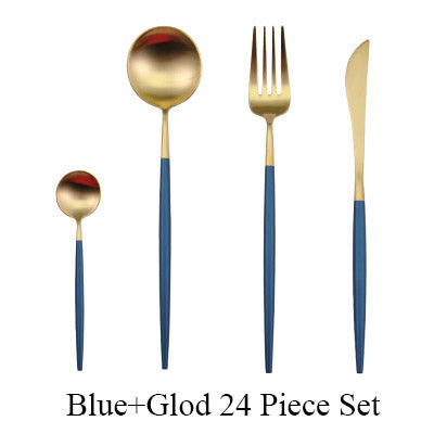 24Pcs/set Stainless Steel Dinnerware Set