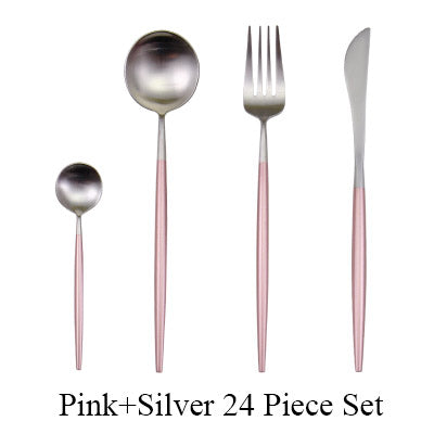 24Pcs/set Stainless Steel Dinnerware Set