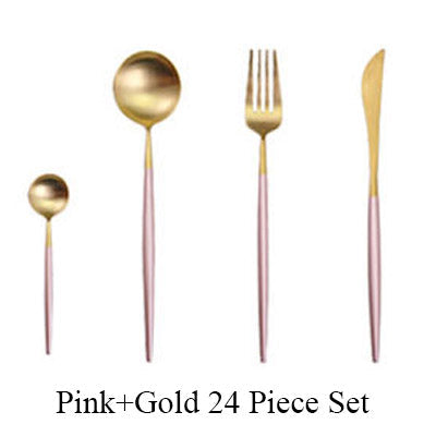 24Pcs/set Stainless Steel Dinnerware Set